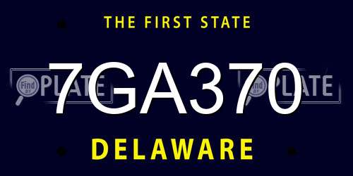 7GA370 Delaware License Plate
