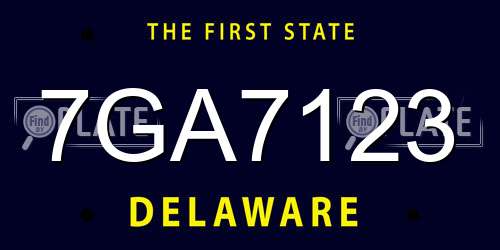 7GA7123 Delaware License Plate
