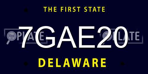 7GAE20 Delaware License Plate
