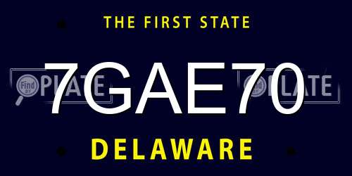 7GAE70 Delaware License Plate