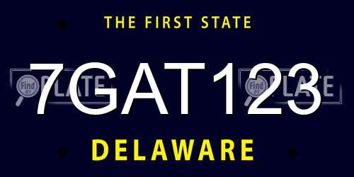 7GAT123 Delaware License Plate