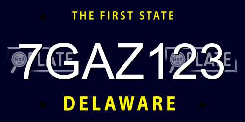 7GAZ123 Delaware License Plate