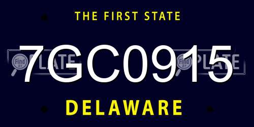 7GC0915 Delaware License Plate