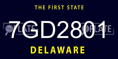 7GD2801 Delaware License Plate