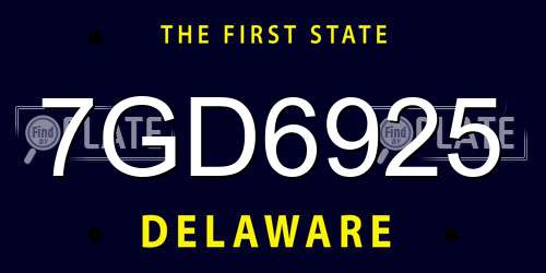 7GD6925 Delaware License Plate