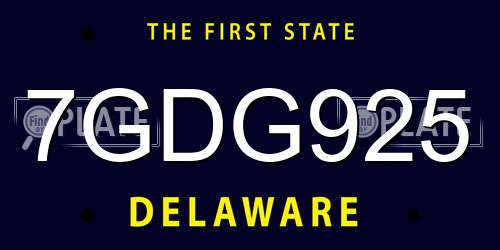 7GDG925 Delaware License Plate