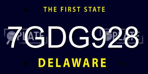 7GDG928 Delaware License Plate