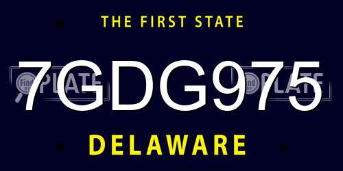 7GDG975 Delaware License Plate