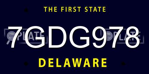 7GDG978 Delaware License Plate