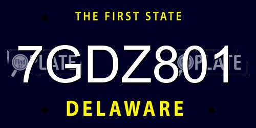 7GDZ801 Delaware License Plate