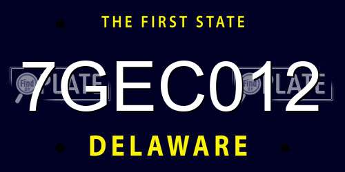 7GEC012 Delaware License Plate