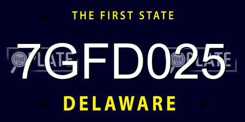 7GFD025 Delaware License Plate