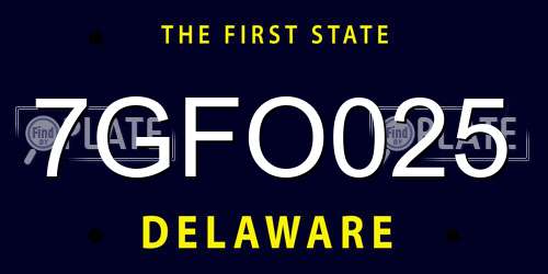 7GFO025 Delaware License Plate