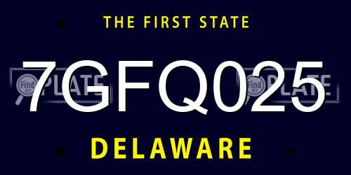 7GFQ025 Delaware License Plate