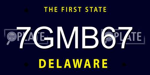 7GMB67 Delaware License Plate