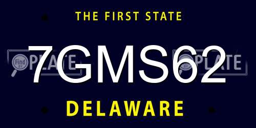 7GMS62 Delaware License Plate