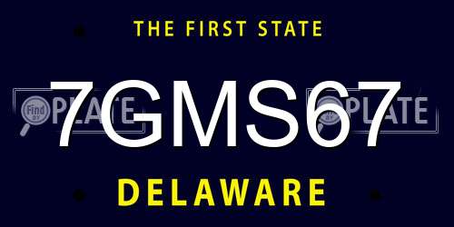 7GMS67 Delaware License Plate