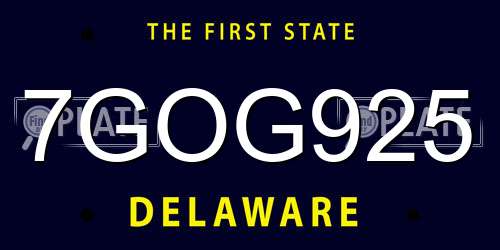 7GOG925 Delaware License Plate
