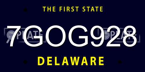7GOG928 Delaware License Plate