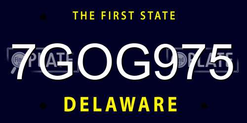 7GOG975 Delaware License Plate