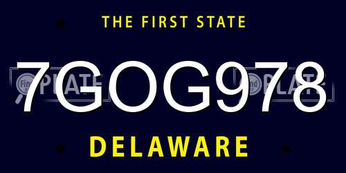 7GOG978 Delaware License Plate
