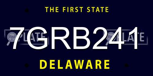 7GRB241 Delaware License Plate