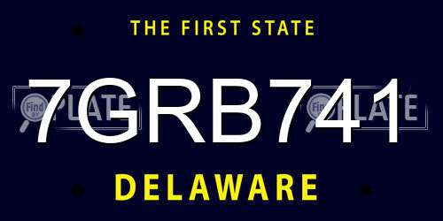 7GRB741 Delaware License Plate