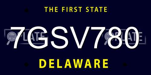 7GSV780 Delaware License Plate