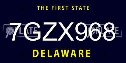 7GZX968 Delaware License Plate
