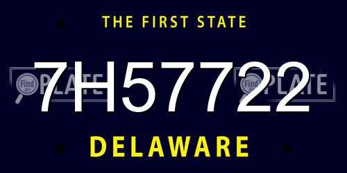 7H57722 Delaware License Plate