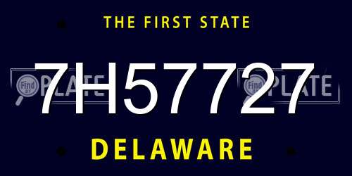 7H57727 Delaware License Plate