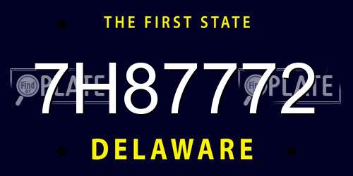 7H87772 Delaware License Plate