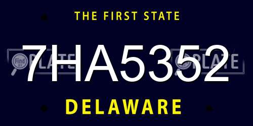 7HA5352 Delaware License Plate