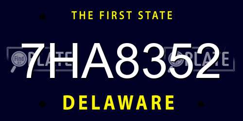 7HA8352 Delaware License Plate