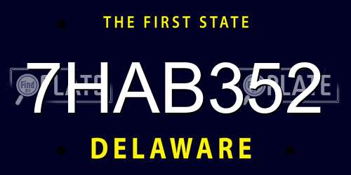 7HAB352 Delaware License Plate