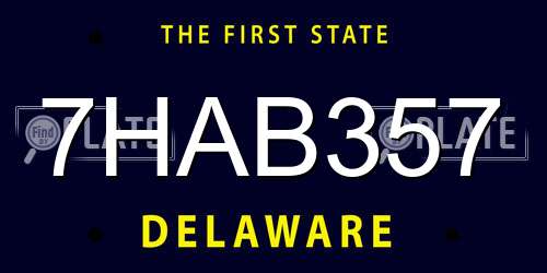7HAB357 Delaware License Plate