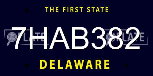 7HAB382 Delaware License Plate