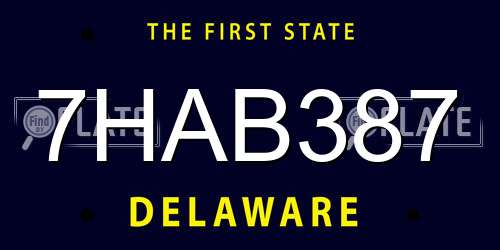 7HAB387 Delaware License Plate
