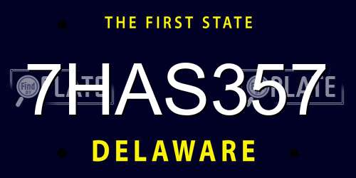 7HAS357 Delaware License Plate