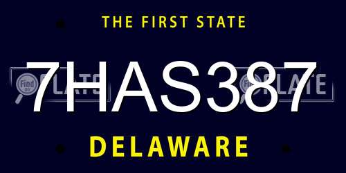 7HAS387 Delaware License Plate