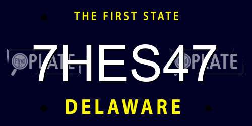 7HES47 Delaware License Plate