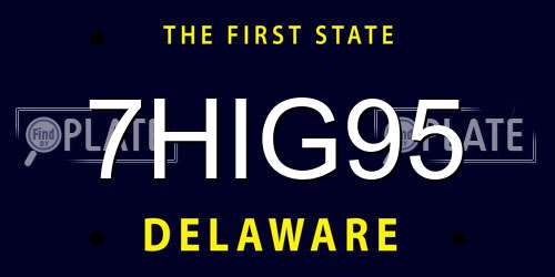 7HIG95 Delaware License Plate