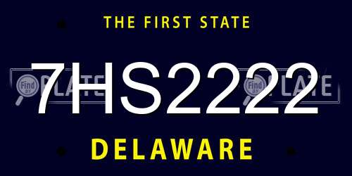 7HS2222 Delaware License Plate