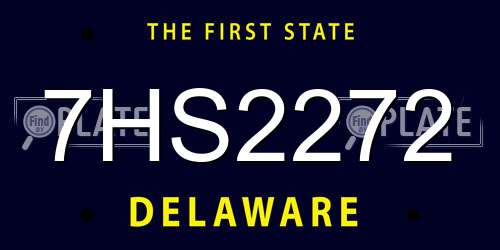 7HS2272 Delaware License Plate