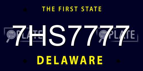 7HS7777 Delaware License Plate