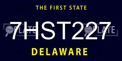 7HST227 Delaware License Plate