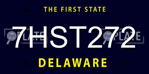 7HST272 Delaware License Plate