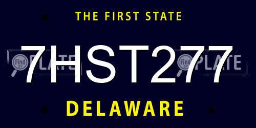 7HST277 Delaware License Plate