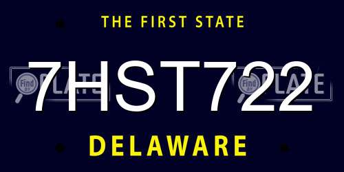 7HST722 Delaware License Plate