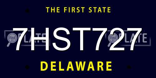 7HST727 Delaware License Plate